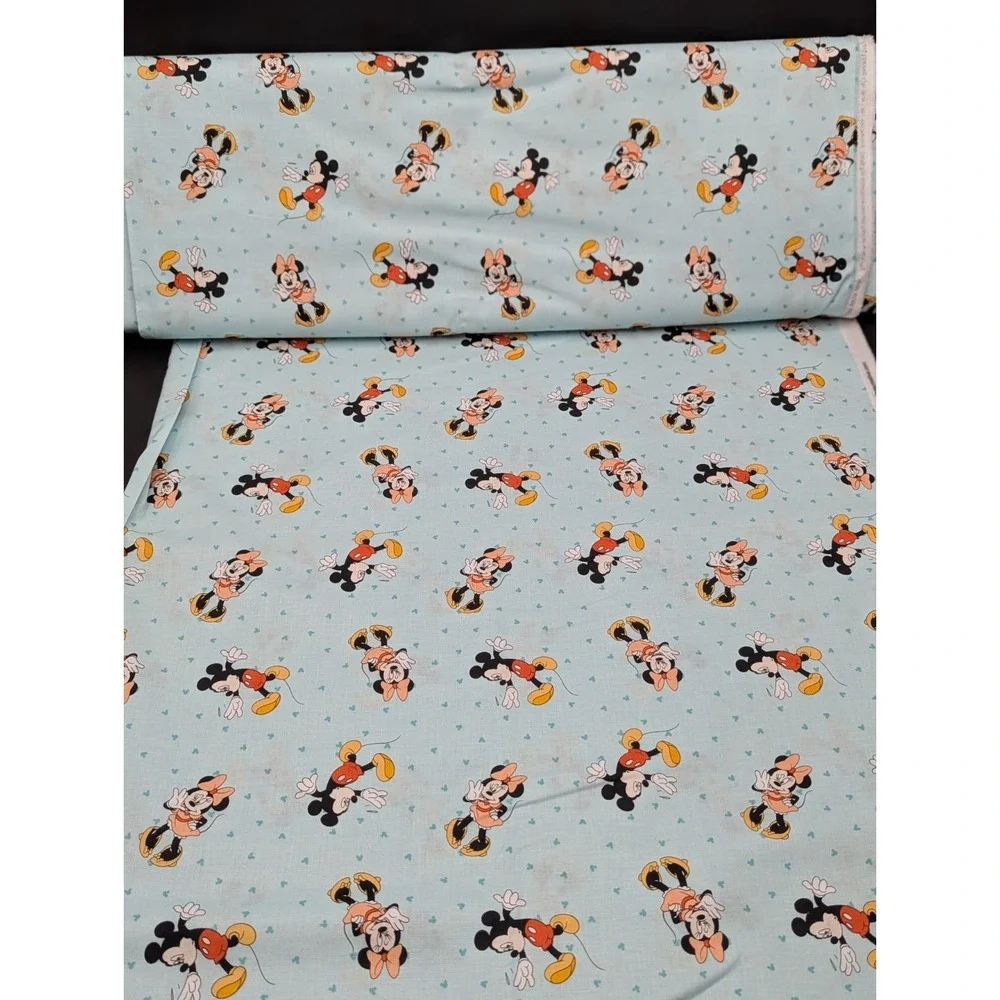 4 Yard Fabric Material Lot Mickey Minnie Oh Boy Blue Heart Cotton 43in JoAnn
